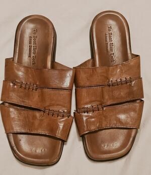 To Boot New York Mens 10.5 Sandals Slide Slip On Brown Leather Italy Made 500